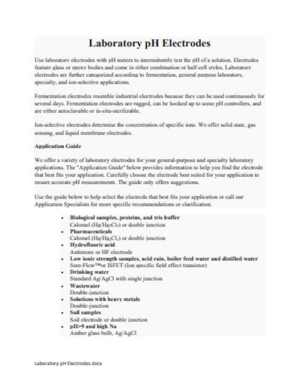 Laboratory pH electrodes